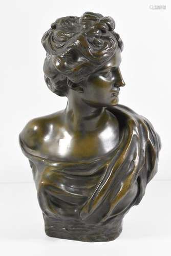 Buste de femme en bronze signé Jef Lambeaux, cache…