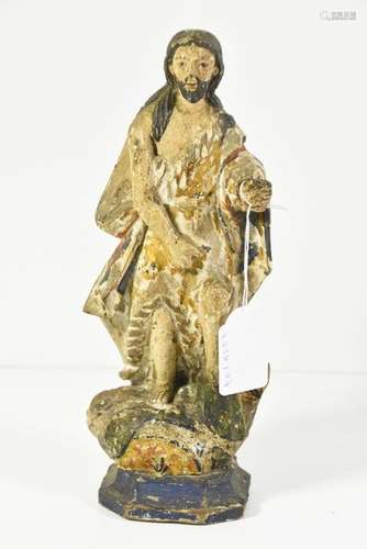 Saint Jean Baptiste en bois sculpté polychrome (Ht…