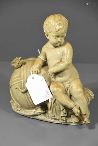 Putto en terre cuite (pieds cassés)