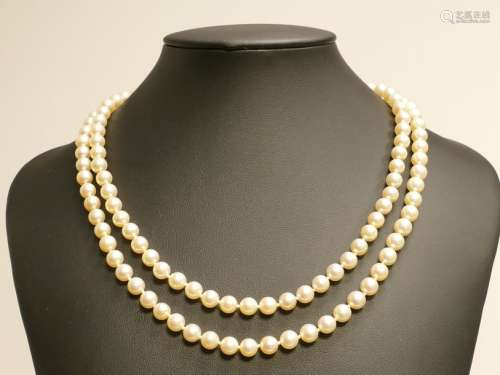 Collier de perles de culture double rang avec ferm…