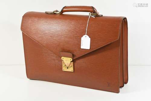 Attaché case Louis Vuitton en cuir épis couleur ha…