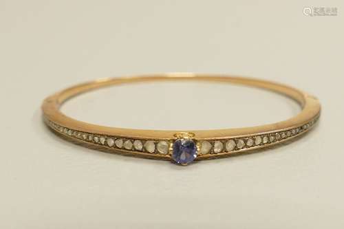 Bracelet ancien en or, saphirs et diamants