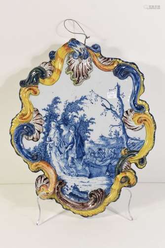 Plaque en faïence de Delft polychrome (petite répa…