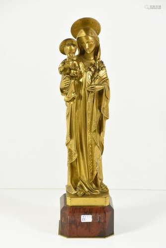 Vierge en bronze doré sur socle en marbre (Ht 38cm…