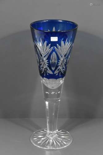 Verre de mariage Val St Lambert bleu (Ht 35cm)