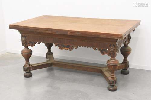 Table flamande en chêne à allonges (Ht 83 x 165 x …