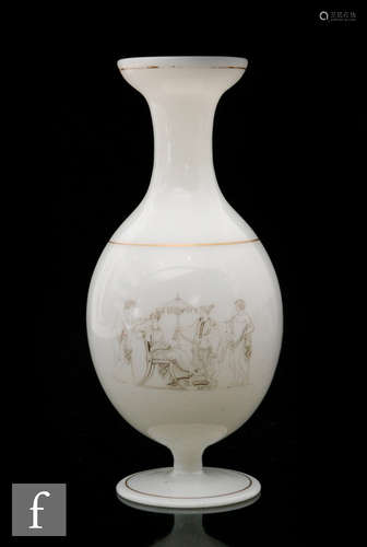 A 19th Century George Bacchus & Sons opal vase with circular spread foot, shallow stem and spherical