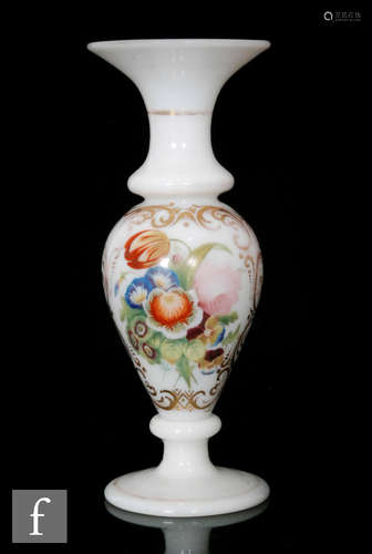 A late 19th Century opaline glass vase in the manner of Richardsons, of footed baluster form with