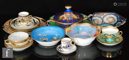 A collection of assorted pieces of Noritake, including a hexagonal dish, teacups and saucers, a dish