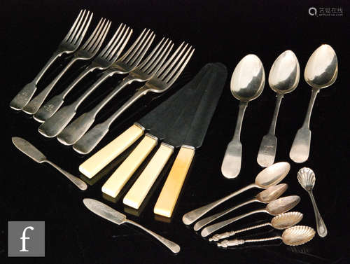 A parcel lot of assorted hallmarked silver flat ware to include dinner forks, dessert and tea