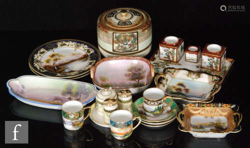 A collection of Noritake, assorted pieces and patterns but all decorated in a landscape theme, to