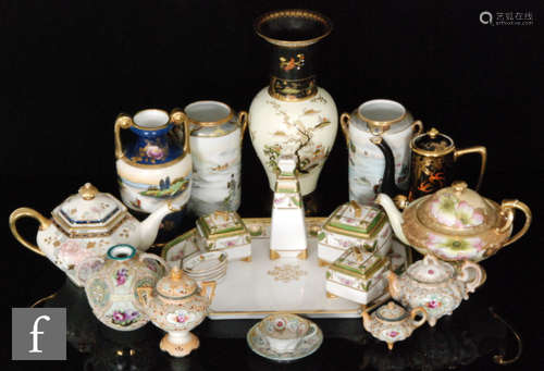 A collection of Noritake, assorted patterns, to include a pair of twin handled cylindrical vases