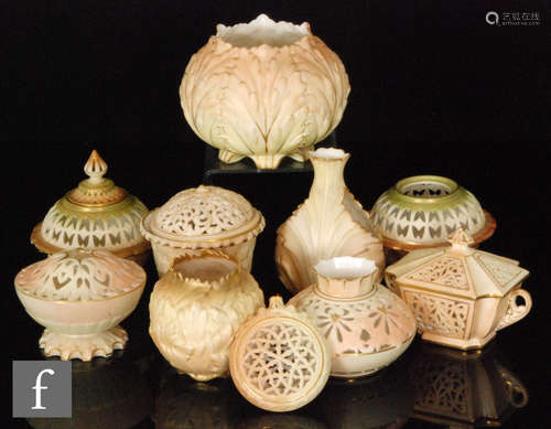 A collection of small vases and similar by Royal Worcester, Grainger & Co and Locke & Co, all in