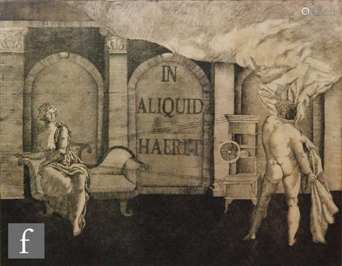 W ANDREY (CONTEMPORARY) - Surreal classical interior, etching, signed indistinctly in pencil,