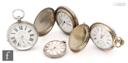 Four assorted key and crown wind pocket watches to include two full hunters and two open faced