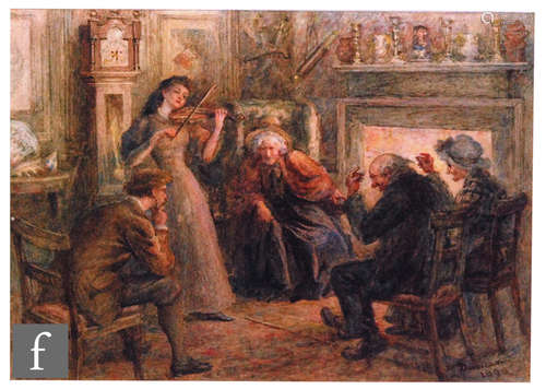 W DUNCAN (LATE 19TH CENTURY) - A musical soiree, watercolour, signed and dated 1898, framed, 27cm