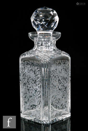 A contemporary Stuart Crystal whiskey decanter created for Holland & Holland, of shouldered square