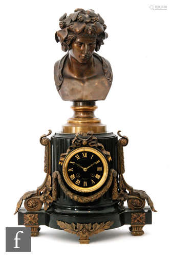 A 19th Century French Empire style mantle clock, the eight day striking movement by Richaud & Co