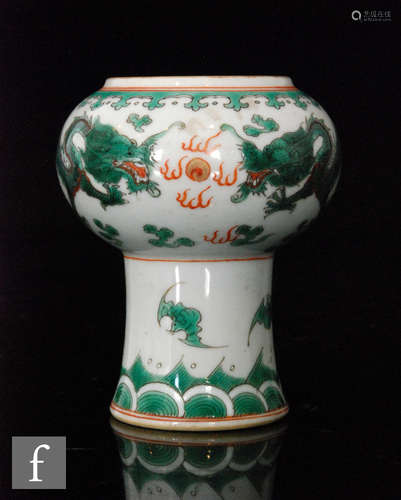 A Chinese 'Dragon' stem cup, Daoguang (1821-1850) mark to base, the tapered stem rising to a