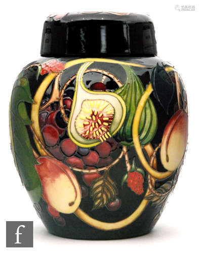 A Moorcroft Pottery ginger jar in the Queen's Choice pattern designed by Emma Bossons, impressed and