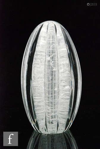 A 20th Century Murano glass sculpture by Barbini, of lobed ovoid form with the interior decorated