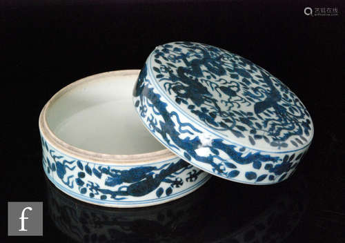 A Chinese blue and white dish and cover, Wanli (six-character mark), of circular form, the two