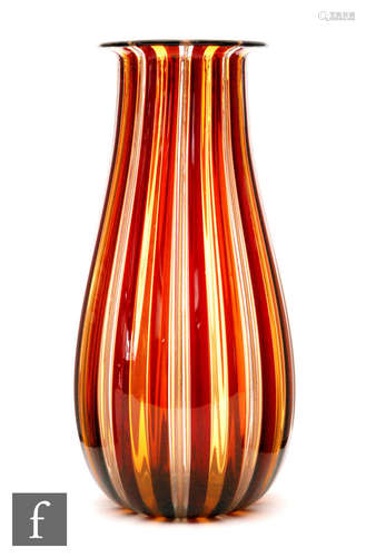 A 1950s Italian Murano vase by Fratelli Toso, of tapering form with everted rim internally decorated