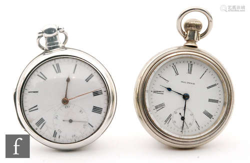 A George III hallmarked silver pair cased verge pocket watch, Roman numerals to a white enamelled