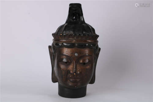 A CHINESE DRY LACQUER HEAD OF BUDDHA, MING DYNASTY