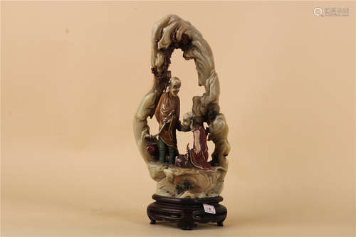 A CHINESE SOAPSTONE FIGURE OF BODHIDHARMA, QING DYNASTY