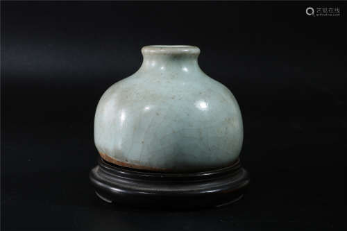 A CHINESE LIGHT GREENISH BLUE GLAZED WATER POT, QING DYNASTY