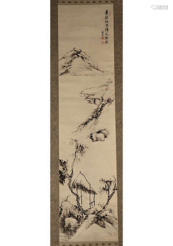 A CHINESE â€˜LANDSCAPEâ€™ PAPER SCROLL PAINTING, ATTRIBUTED TO â€˜XIANG SHANâ€™, QING DYNASTY