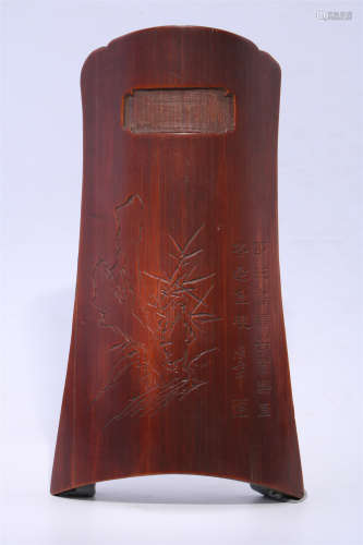 A CHINESE CARVED BAMBOO WRISTREST, EARLY QING DYNASTY, CHENG HUA MARK