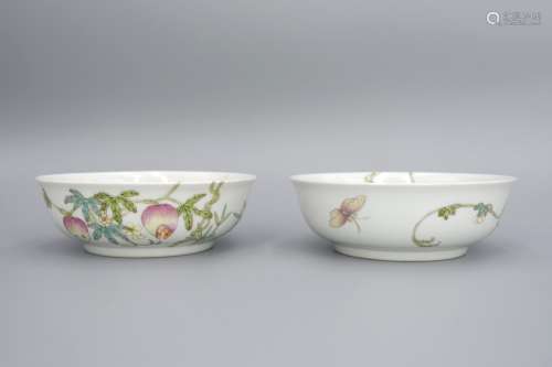 A PAIR OF CHINESE FAMILLE ROSE DISHES, QING DYNASTY, DAOGUANG MARK