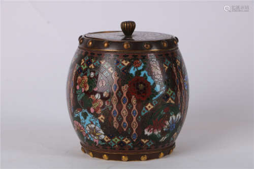 A CHINESE CLOISONNE ENAMEL TEA CANISTER, QING DYNASTY