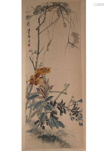 A CHINESE PAPER SCROLL PAINTING, ATTRIBUTED TO LIU BING KUAN, LATE QING DYNASTY
