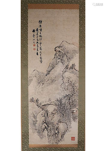 A CHINESE â€˜LANDSCAPEâ€™ PAPER SCROLL PAINTING, ATTRIBUTED TO ANONYMOUS, QING DYNASTY