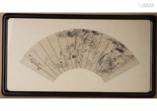 A CHINESE FAN PAPER INK ON PAPER, ATTRIBUTED TO â€˜DA QINGâ€™, QING DYNASTY