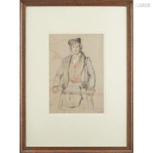 WILLIAM SIMPSON (1823-1899) 'HIGHLANDER' pencil and crayon on paper, inscribed lower right BY THE