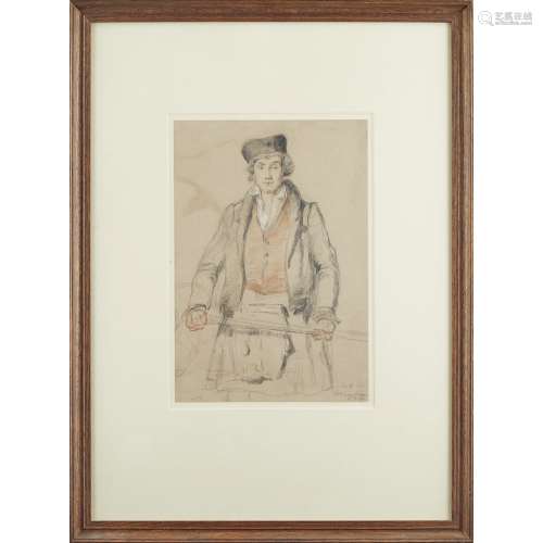 WILLIAM SIMPSON (1823-1899) 'HIGHLANDER' pencil and crayon on paper, inscribed lower right BY THE