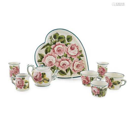 A WEMYSS WARE PART BREAKFAST SET 'CABBAGE ROSES PATTERN' EARLY 20TH CENTURY comprising a HEART-