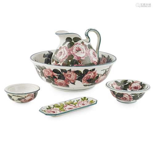 A WEMYSS WARE PART WASH SET 'CABBAGE ROSES' PATTERN comprising a EWER AND BASIN, ewer 25.5cm high,