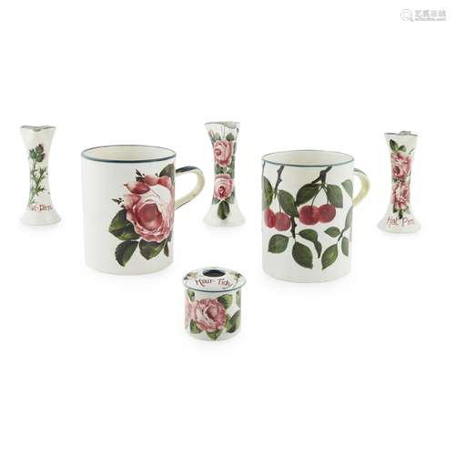 A GROUP OF WEMYSS WARE 'CABBAGE ROSES' AND 'CHERRIES' PATTERNS, EARLY 20TH CENTURY comprising TWO