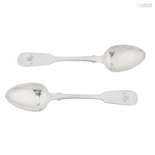 CASTLE DOUGLAS / DUMFRIES - A PAIR OF SCOTTISH PROVINCIAL TEASPOONS ADAM BURGESS marked AB, ruined