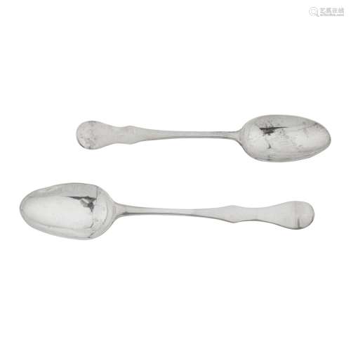 GLASGOW - TWO SCOTTISH PROVINCIAL TEASPOONS ADAM GRAHAM maker's mark only, each of Scots Fiddle