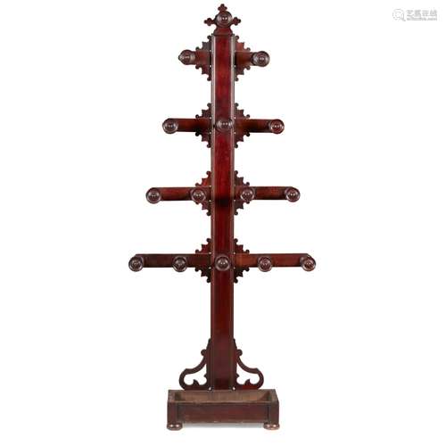 A SCOTTISH EARLY VICTORIAN MAHOGANY HAT AND COAT STAND CIRCA 1840 the moulded central column with