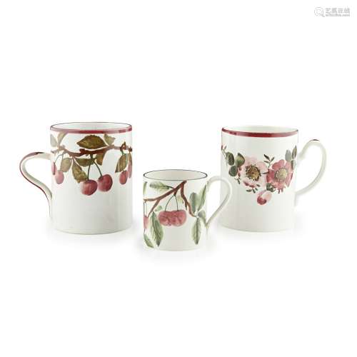 THREE WEMYSS WARE MUGS VARIOUS PATTERNS, EARLY 20TH CENTURY all with impressed marks WEMYSS,