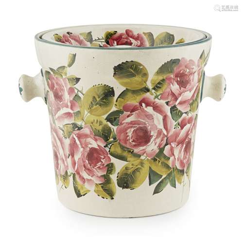 A LARGE WEMYSS WARE SLOP PAIL 'CABBAGE ROSES' PATTERN, EARLY 20TH CENTURY painted mark WEMYSS,