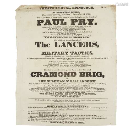 THEATRE ROYAL, EDINBURGH A COLLECTION OF 26 THEATRE BILLS, 1823-1828 including The Faithless