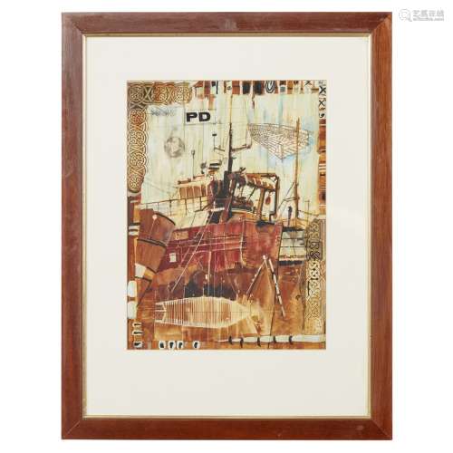 [§] MALCOLM JOHN CHEAPE (B. 1964) PETERHEAD HARBOUR Watercolour and mixed media, inscribed to the